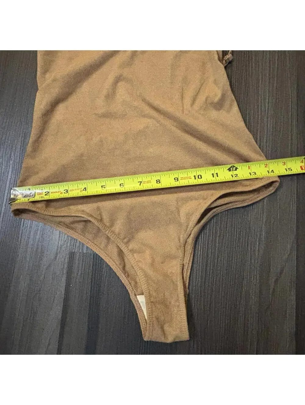 Blue Life Women's Bathing Suit Size Medium Tan Faux Suede Open Back V-Neck